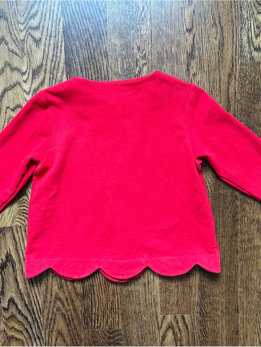 Jacadi Bright Red Scalloped Hem Button Fleece Cardigan - Picture 6 of 6